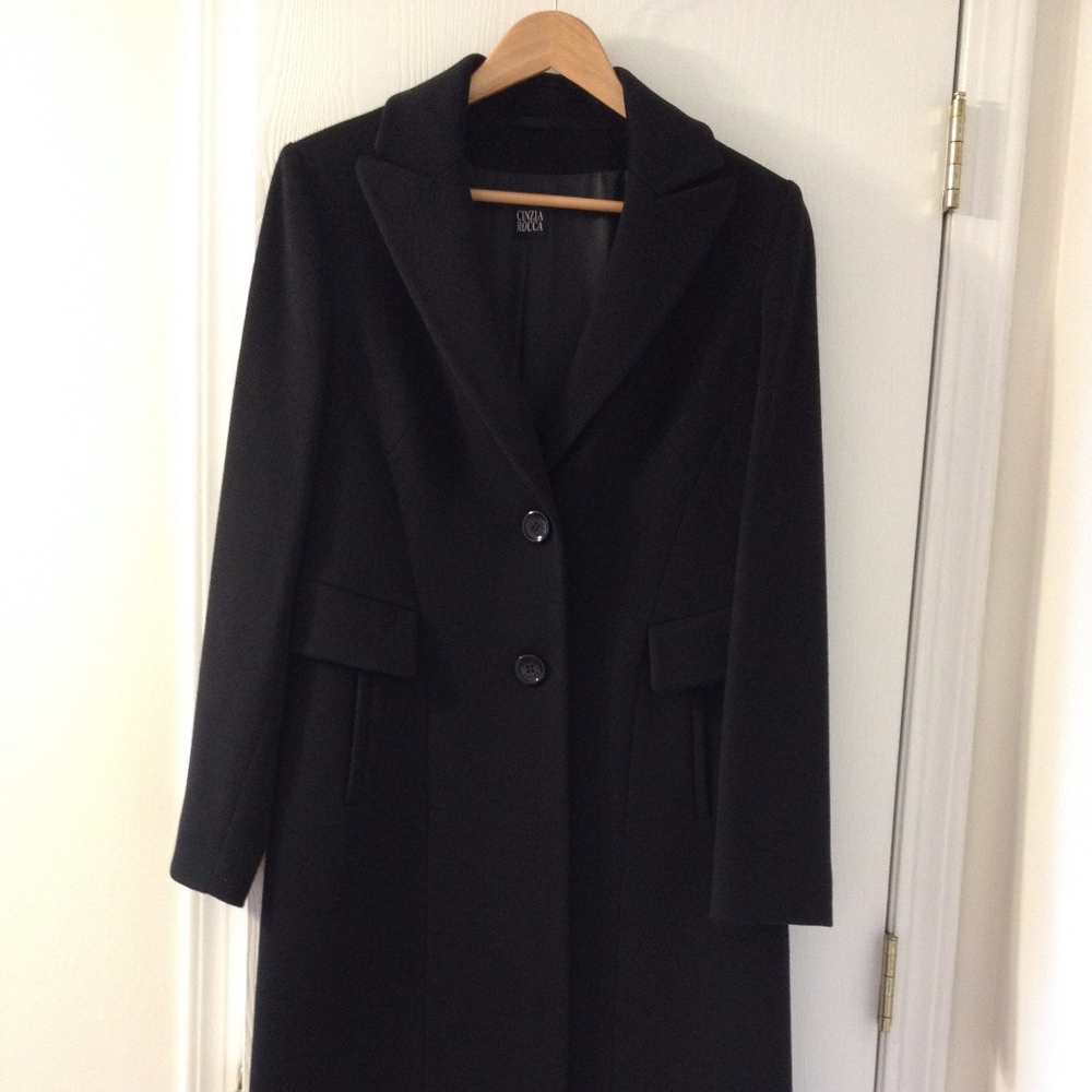 New Black Classy Italian 100% Lana Wool Coat